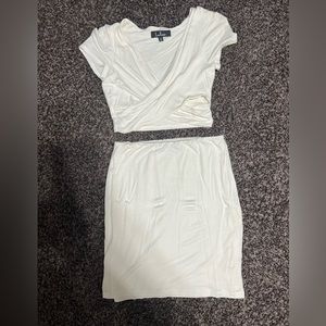 White high waisted skirt and crop top set